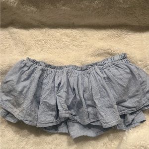 Blue striped tube crop top